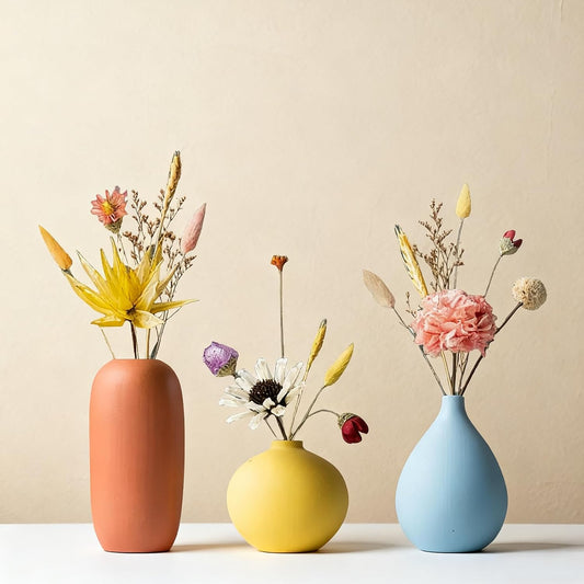 Small Multi Color Ceramic Vase Set 3 for Modern Home Table Decor Living Room Tabletop Bedroom Shelf Office Bookshelf Entryway Coffee Table Mantel Rustic Farmhouse Decorative Vases