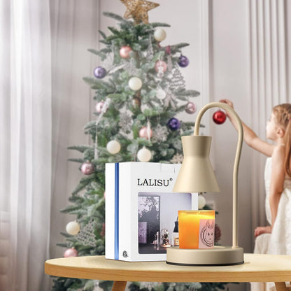LALISU Candle Warmer Lamp with Timer and Dimmer, Vintage Electric Melter Candle with 2 Bulbs, Melter Scented Height Adjustable Compatible with Jar Candles, House Warming Gifts (Black)