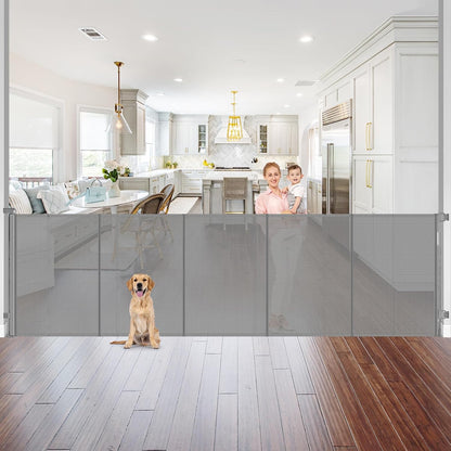 Newly Enhanced - 42" Tall × 120" Extra Wide Retractable Baby Gate Keeps Pets from Getting Under Tall Dog Gate, Indoor/Outdoor Baby Gates for Dogs, Retractable Dog Gate for Large Openings, White