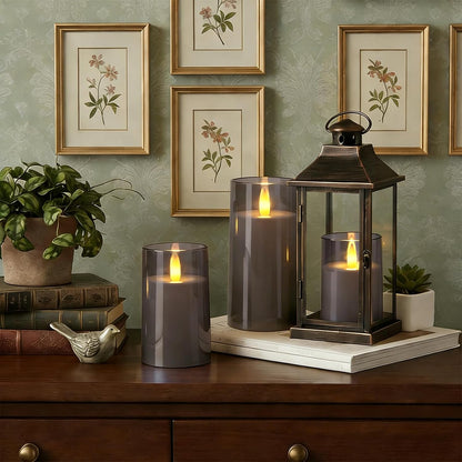 Raycare Flameless Electronic Pillar Candles with Remote Control and Timer- Battery Operated Realistic Flickering LED Fake Candle for Home, Wedding, Valentine's Day, Decor,White,Set of 2(3"x6"6")