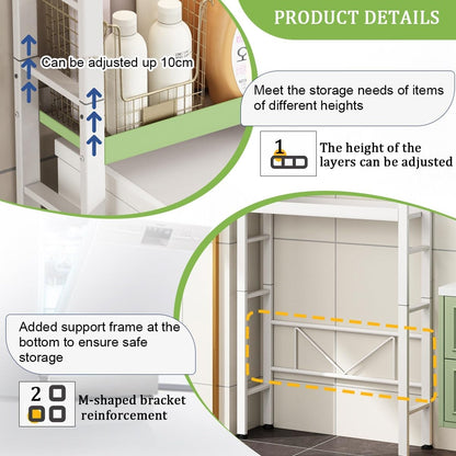Toilet/Washing Machine Storage Rack,Over Washer And Dryer Shelves,Storage Rack Over Washing Machine Storage Unit,Laundry Room Storage And Organizer Standing Shelf,For Laundry Room Bathroom(White,59.8i