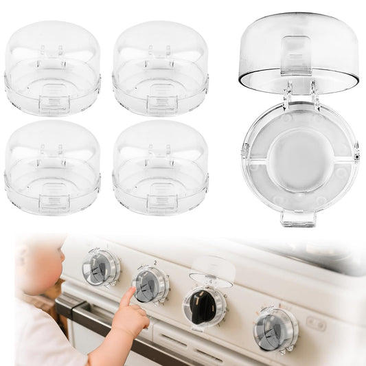 BOXOB 5pcs Stove Knob Safety Covers, 3in Child Proof Oven Knob Safeguards Child Safety Heat Resistant Protective Cover Childproof Stove Lock Baby Proofing for Gas & Electric Burner
