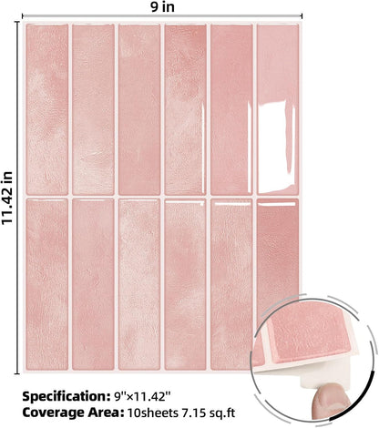 Peel and Stick Backsplash Tile for Kitchen, 10 Sheets, 11.42''x9'' | Beige Gray 3D Self Adhesive Wall Tile Back Splash for Kitchen, Bathroom, Laundry Room