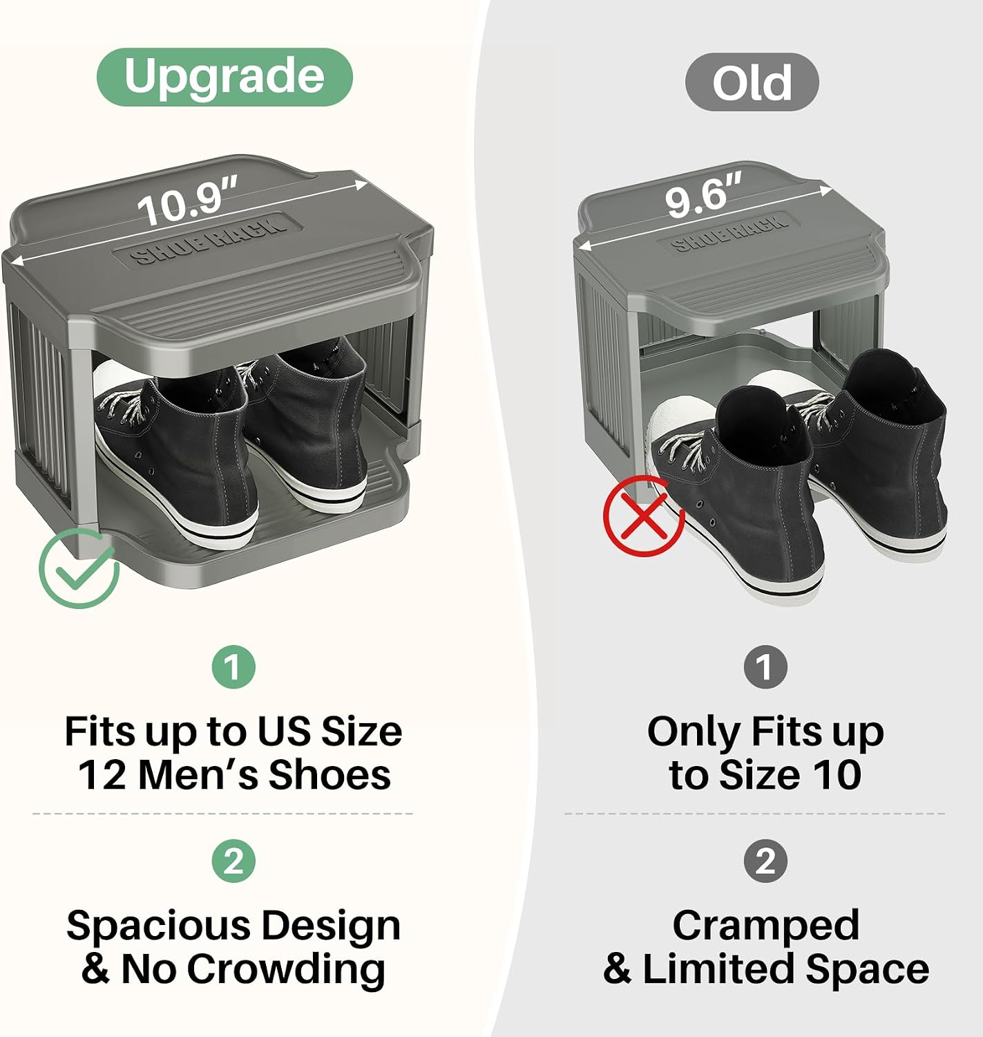 Kitstorack 8-Tier Vertical Plastic Shoe Rack, Freestanding Stackable Storage Organizer for Small Closets and Tight Spaces