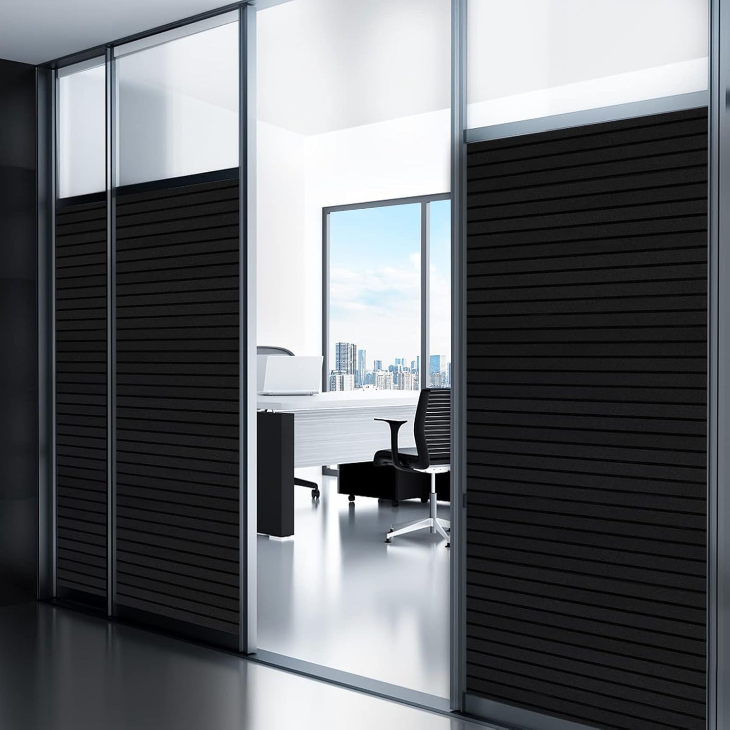 Coavas Frosted Glass Window Privacy Film, Opaque Static Cling No Glue Removable, UV & Heat Blocking Anti-Glare, Renter Friendly Decorative Covering for Bathroom Bedroom Door, 17.5 x 78.7 in