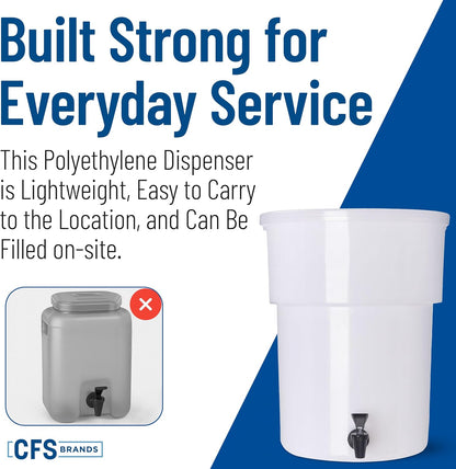 Carlisle FoodService Products Round Beverage Dispenser, Durable Drink Dispenser with Spigot and Sturdy Base for Catering, Events, and Parties, Plastic, 5 Gallons, Black