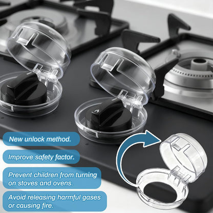 6pcs Gas Stove Knob Safety Cover for Safety, Heat-Resistant Adhesive Pet Proof Locks Gases Stoves Knobs Locks Oven Knobs Covers Clear Gas Stove Knob Covers