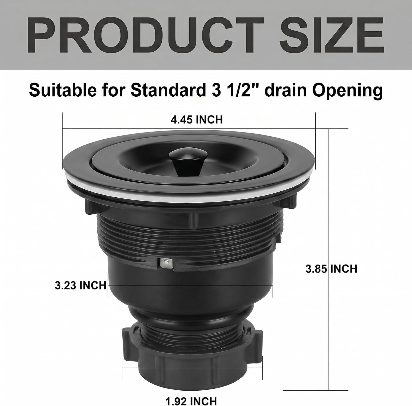 LQS Kitchen Sink Drain Assembly, Kitchen Sink Strainer with Deep Removable Waste Basket, Stainless Steel Sink Basket Strainer with Drain Assembly for 3-1/2-inch Sink Opening Size (Black)