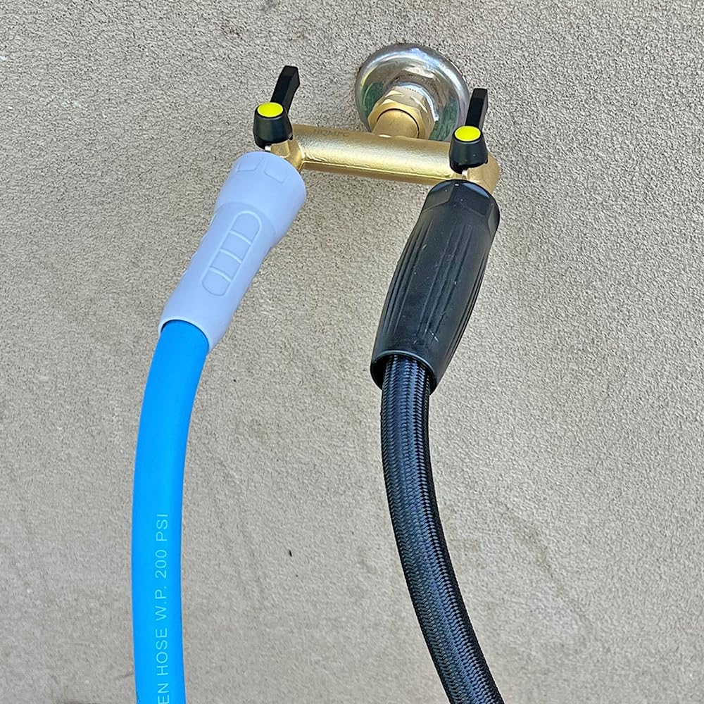 HQMPC Hose Splitter Garden Hose 3 Way Valve Brass Hose Splitter with Solid Long Handle Hose Spigot Splitter 3 Way Valve 3/4" GHT Thread