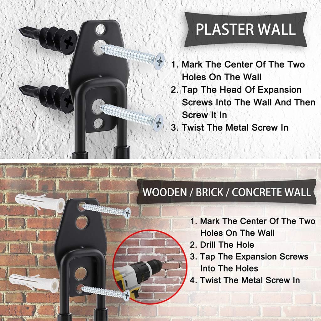 JUXYES Heavy Duty Wall Mounted Garden Pipe Reel Holder - Car and Cord Hanger, Pipe Reel Holder with Screws & Expansion Bolt (Black)