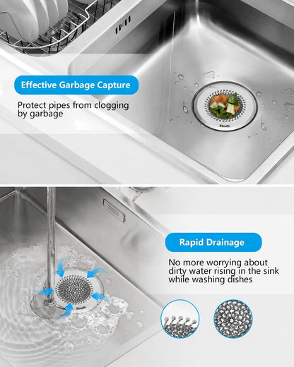 Ztruth Kitchen Sink Drain Strainer Patented Reversible Sink Strainer, Anti-Clogging Sink Strainer Basket, 304 Stainless Steel, Handmade Kitchen Gadgets, Dishwasher Safe