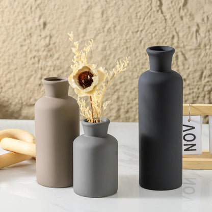 Ceramic Vase Set of 3, Decorative Vases Home Decor Modern Neutral Flower Pampass Boho Vase for Living Room, Table, Mantel, Entryway, Bookshelf, Kitchen, Bedroom, Bathroom - White