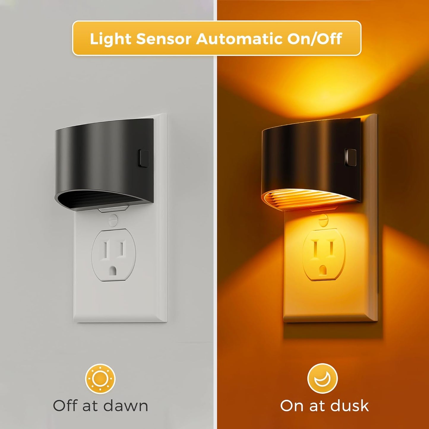L LOHAS LED Night Lights Plug into Wall 2 Pack, Dusk to Dawn Sensor Nightlight, Brightness Adjustable, 3000K Soft White