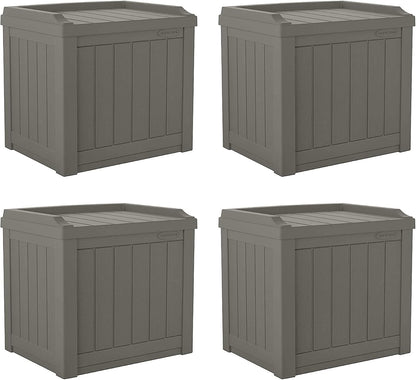 Suncast Outdoor Storage Box - 22 Gallon Stone Gray Resin Outdoor Deck Box with Seat, Weatherproof Patio Storage Bin Container for Keeping Cushions, Tools, & Towels for Pool, Yard, & Garden
