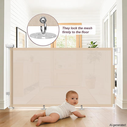 Retractable Baby Gates for Doorways, 58" Extra Wide Mesh Child Dog Gate for Stairs, 34" Tall Toddler Pet Gate Indoor and Outdoor, Easy Install, Essential for Home Safety, Black