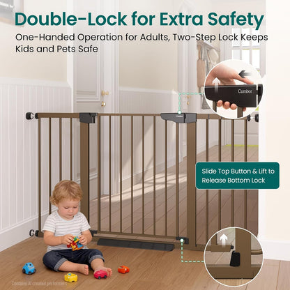 Cumbor 30-46" Baby Gate for Stairs, Mom's Choice Awards Winner-Auto Close Dog Gate for The House, Gifts for Mom, Easy Install Pressure Mounted Pet Gates for Doorways, Black