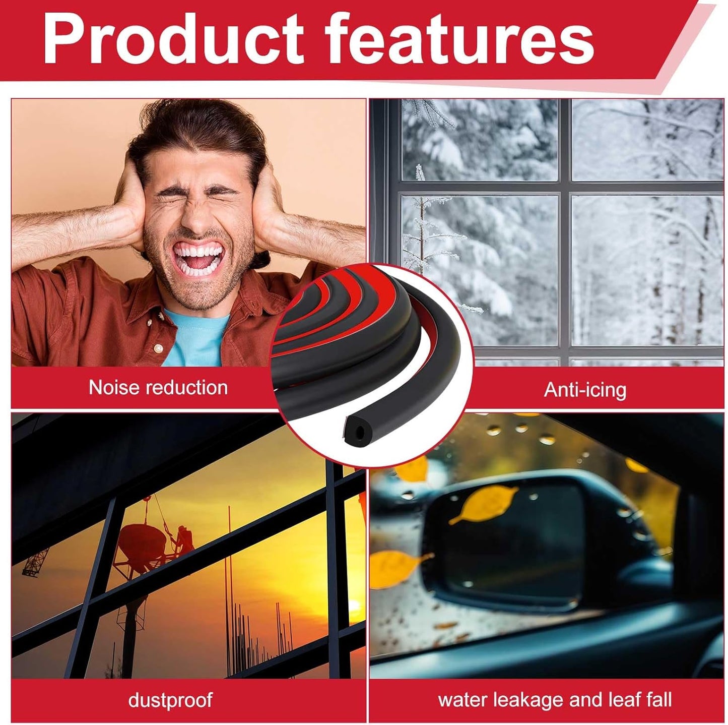 Pangda 13ft Foam Rubber D Shape Seal Strip 1" W x 0.5" H Self Adhesive EPDM Rubber Weather Stripping RV Slide Out Seal Heavy Duty Automotive Weather Stripping for Car Truck RV Boat Home