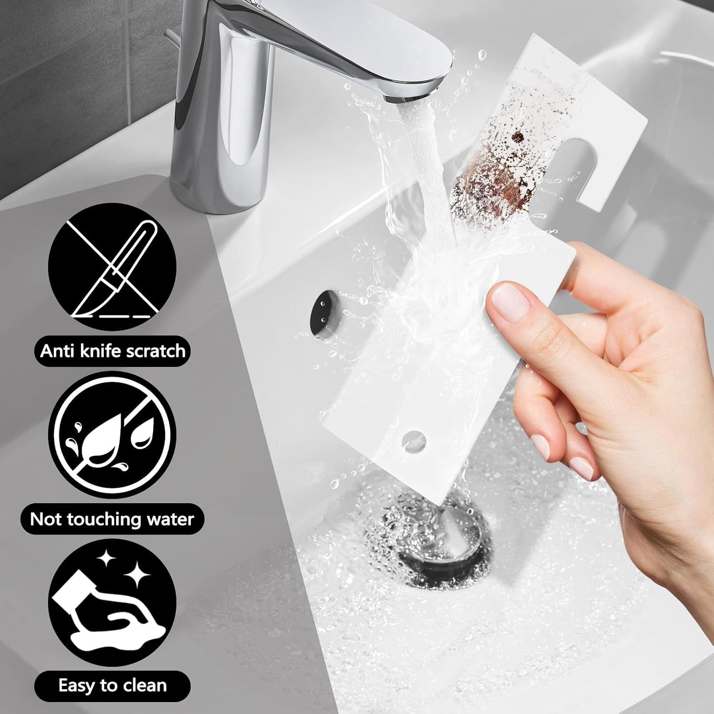3 Pieces Mini Soft Silicone Window Squeegee, Hand Water Scraper with Hanging Hole, Small Mirror Cleaning Squeegee for Shower Glass Car Bathroom Dink Countertop (White)