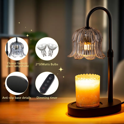 CRMILL Candle Warmer Lamp Electric Timer - Candles Warming Light Height Adjustable Dimmable Warmers Flower Lamps No Flame Heat Warm Melt Wax Jar Modern Home Decor Table Lights for Home Living Bedroom
