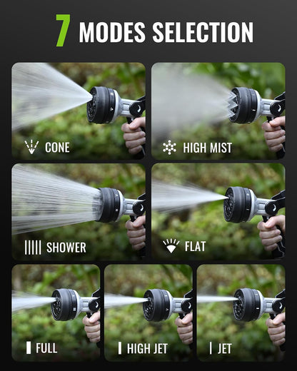 RAINPOINT Heavy Duty Fireman's Hose Nozzle, 7 Modes Water Hose Nozzle with Adjustable Flow Control, Ergonomic Grip for Garden Watering, Car Washing, Pet Bathing & Outdoor Cleaning