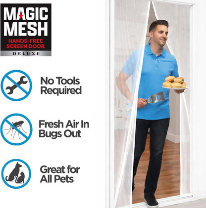 Magic Mesh Deluxe, Black | Magnetic Screen Door, Heavy Duty, Magnetic Closure, Door Net, Patio Screen, Sliding Door Screen, Bug Screen for Doorways, Kid & Pet Friendly | Size 39" x 83" (Pack of 1)