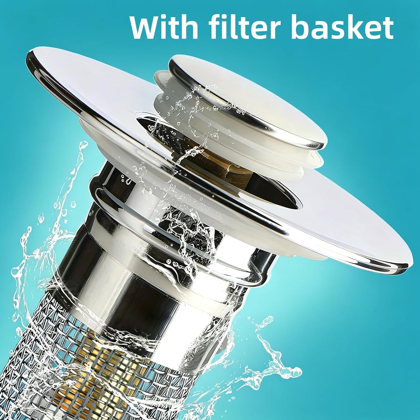 Sink Stopper Hair Catcher, Pop-up Sink Drain Strainer with Removable Stainless Steel Strainer Basket Hair Catcher, Bathroom Sink Strainer for Bathroom Sink Stopper Replacement(1PCS)