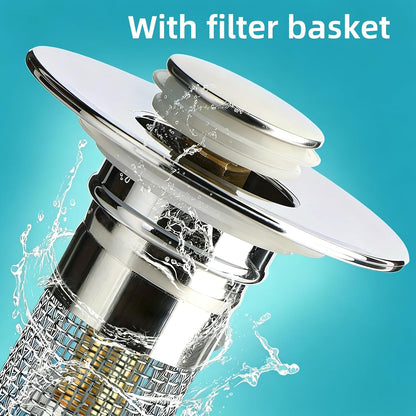 Sink Stopper Hair Catcher, Pop-up Sink Drain Strainer with Removable Stainless Steel Strainer Basket Hair Catcher, Bathroom Sink Strainer for Bathroom Sink Stopper Replacement(1PCS)