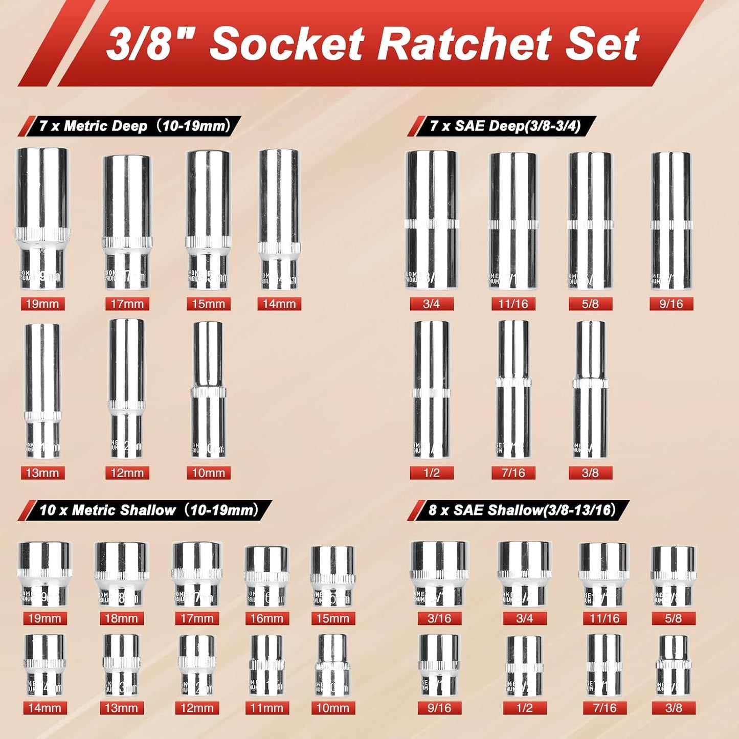 Egofine 46 Pieces 1/4 inch Drive Socket Ratchet Wrench Set, with Bit Socket Set Metric and Extension Bar for Auto Repairing and Household, with Storage Case