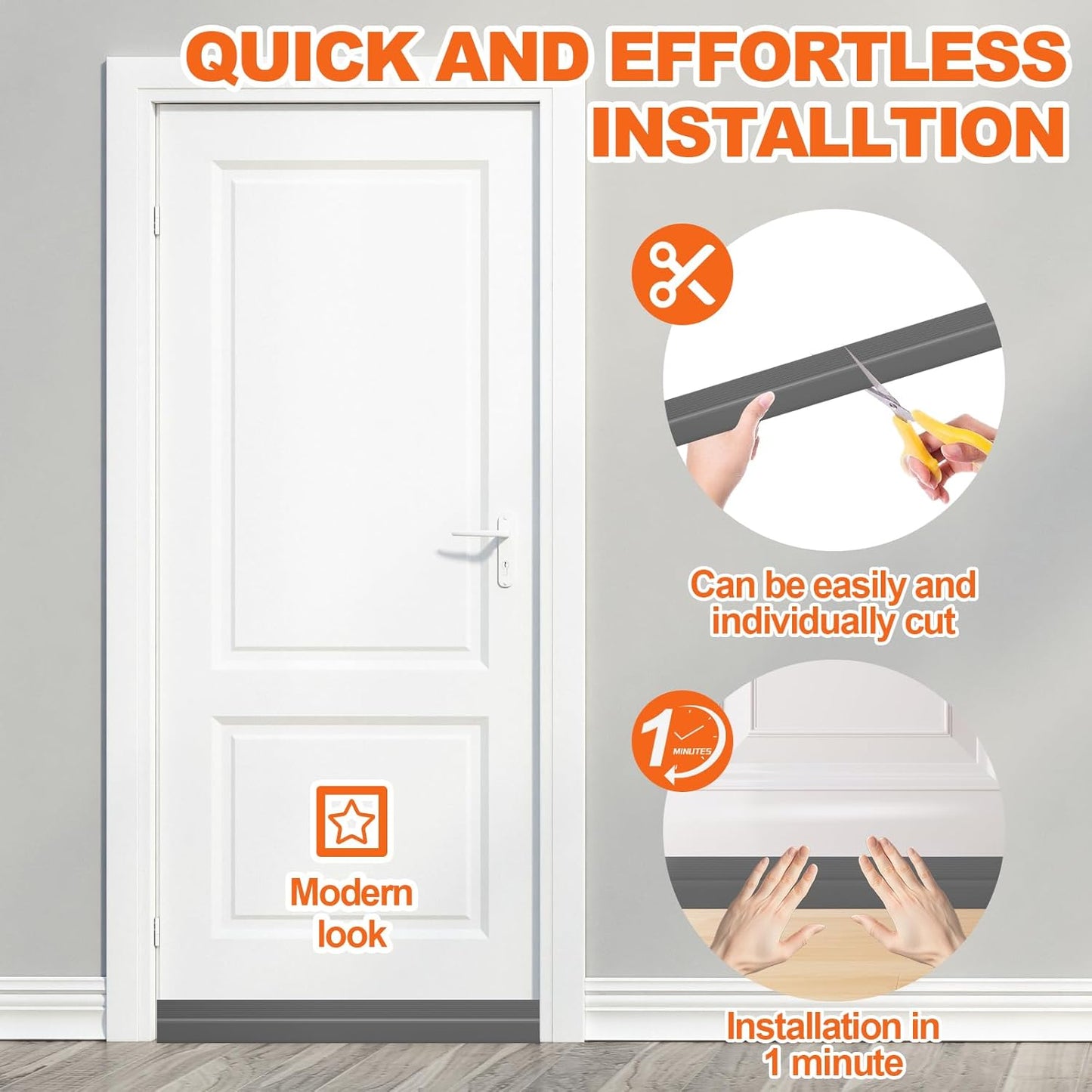 Door Draft Stopper, Door Sweep for Bottom of Door, Weather Stripping Door Seal Gap Filler Bottom Blocker Soundproof Cold Air Insulation Save Energy Installs Quickly and Easily (White, 39‘’)