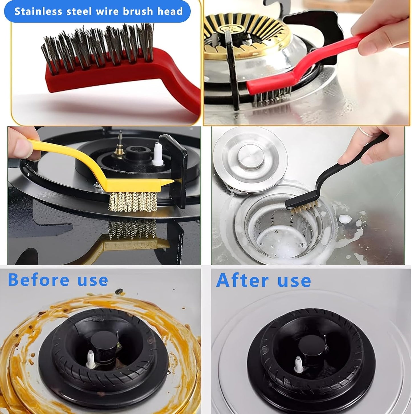 6 Pack Cleaning Brush Set for Kitchen and Bathroom Gap Crevice Stove Sink Window Track Household Cleaning Tools