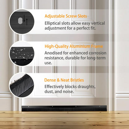 7 Pack Retsun Door Brush Sweep, 1.5 in x 39.37 in, 23ft Total | Black Aluminum Door Brush Seal, Easy Install, Suitable for Exterior Garage Doors
