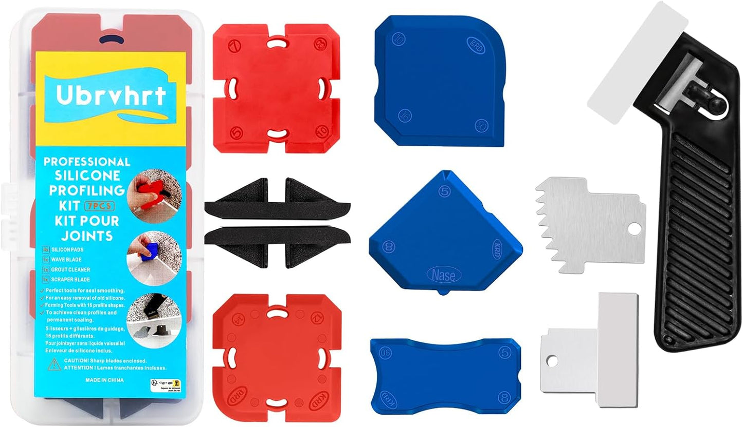 Caulk Application Tool Kit Sealant Finishing Tool Set Silicone Profiling Kit 9 Pcs, Caulk Spreader Silicone Smoother Caulking Edger Tool for Tile Siding Window Sink Joint