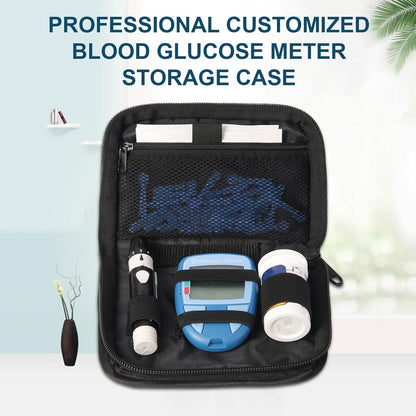Diabetes Supply Case, Diabetic Organizer For Test Strips With Mesh Pocket, Portable Diabetes Testing Kit bag, Travel Blood Glucose Meter Glucometer Storage Bag, Glucose Monitor Case