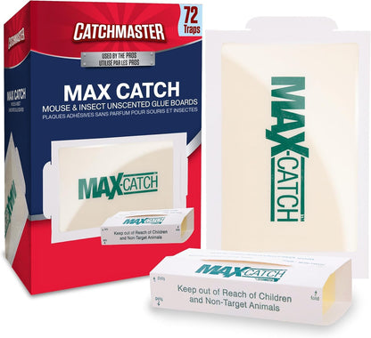 Catchmaster Max-Catch Mouse & Insect Glue Trap 36PK, Mouse Traps Indoor for Home, Sticky Pest Control Adhesive Tray for Catching Bugs, Bulk Unscented Glue Boards