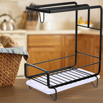 Healeved Multi-Functional Sponge Holder Dishcloth Drying Rack for Kitchen Sink Wall-Mounted Organizer for Wiping Cloth and Cleaning Supplies Space-Saving Storage