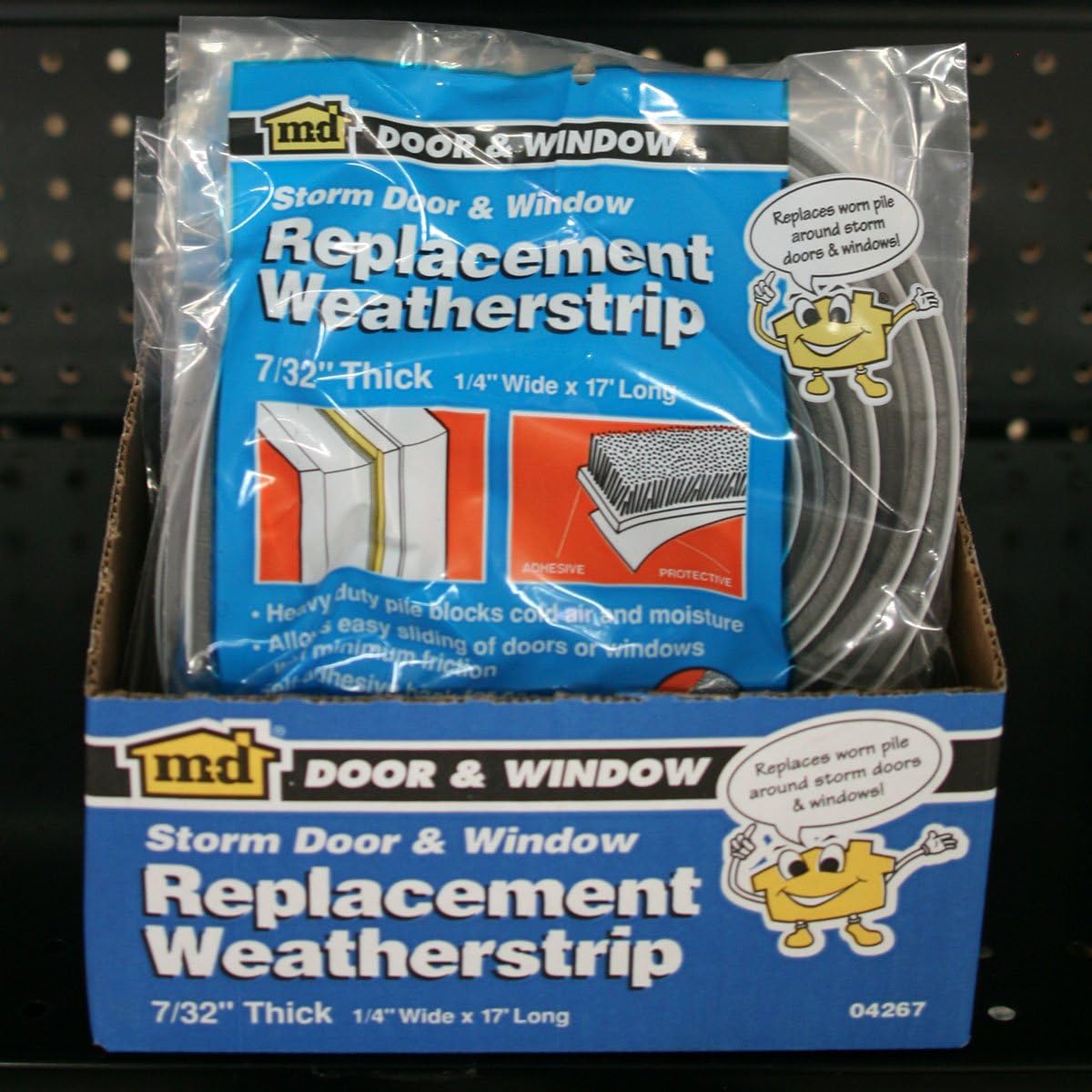 M-D Building Products, Gray 04267 M-D Epdm Adhesive Weather-Strip, 1/4 in W X 17 Ft L X 7/32 in H, 1 Pack