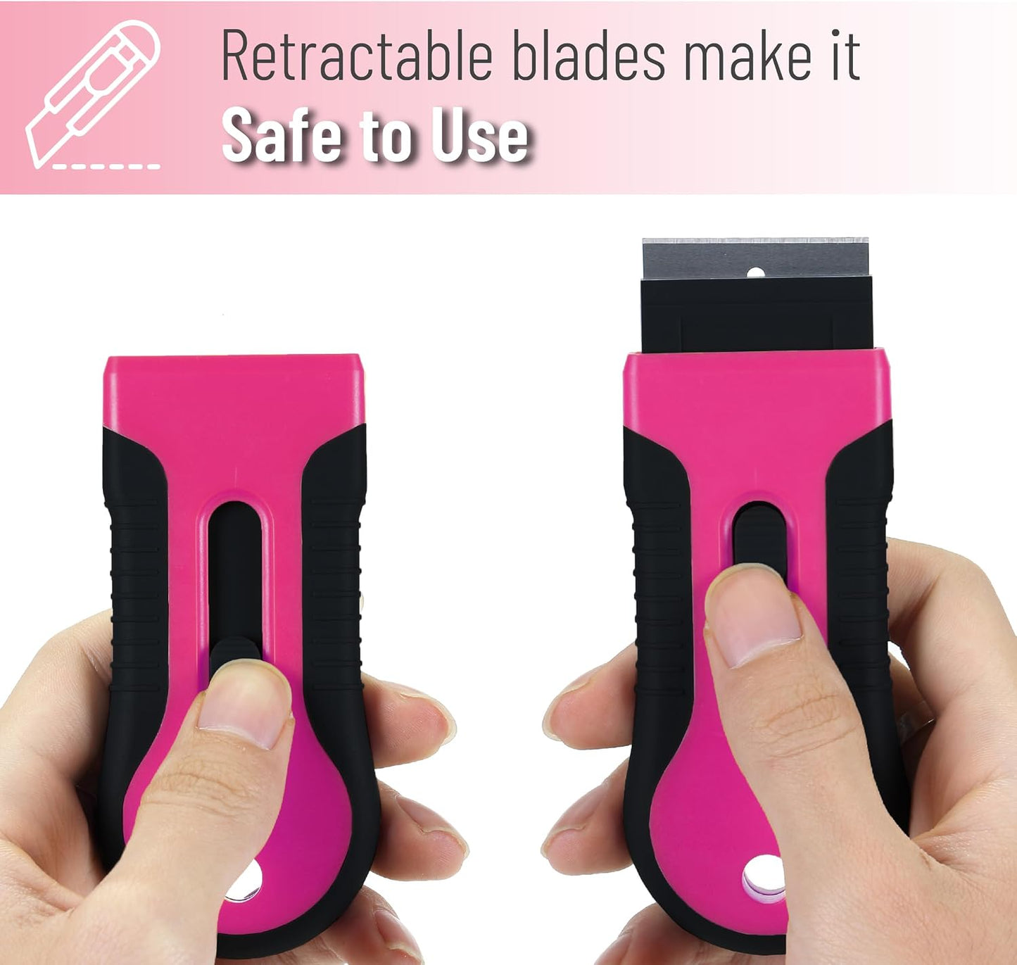 Bates- Razor Blade Scraper Tool, 2 Pack, 30 Extra Stainless Steel Blades, Anti-Slip Ergonomic Handle Design, Razor Scraper Set for Cleaning Window, Paint, Oven, Glass, Stove