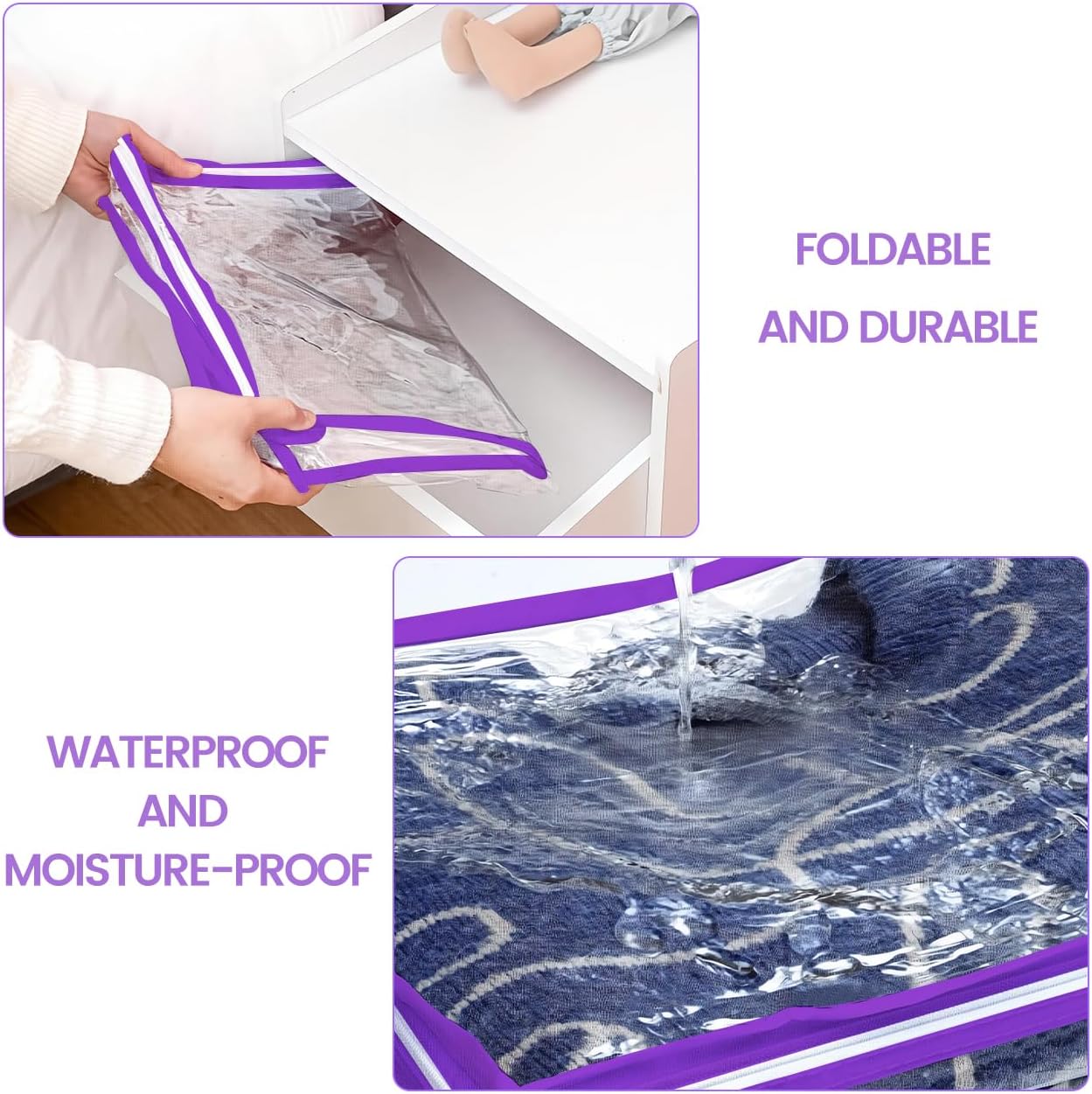 6 Pcs （16 * 12 * 4 Inch）Clear Zippered Storage Bags for Sweater Blanket Bed Sheet Storage, Plastic Storage Bags with Zipper for Closet Linen Sweater Blanket