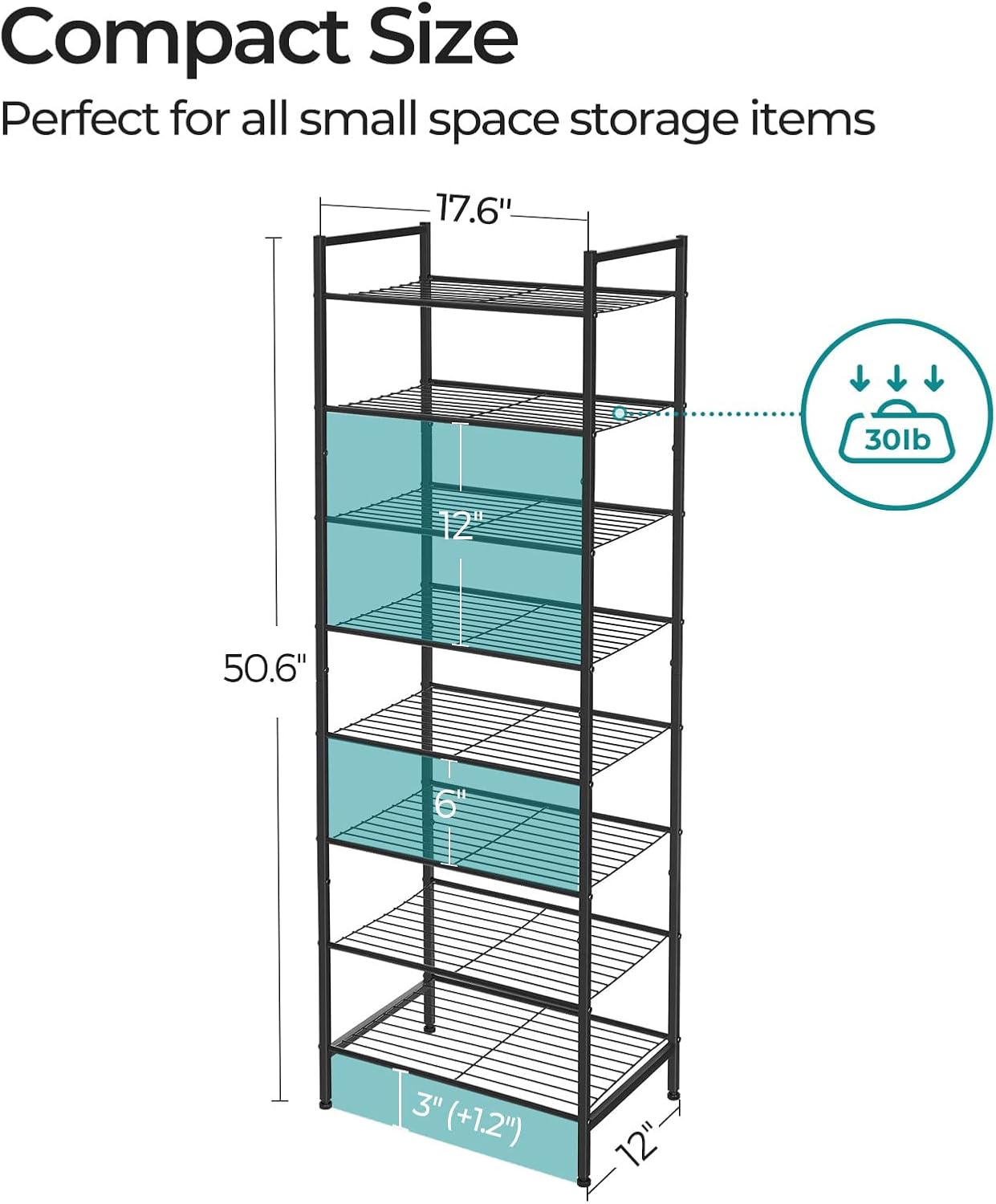 SONGMICS Metal Shoe Rack, Free Standing Shoe Organizer for Entryway Closet Garage Small Spaces, Heavy-Duty Slim Steel Storage Shelf, 8-Tier, Fits 16-24 Pairs, Bronze ULMR028A01