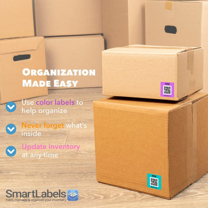 Smart Labels QR Code Stickers with AI Photo Analysis App - Auto-Creates Item Descriptions - No Typing - Made in USA - QR Code Labels for Storage & Inventory Tracking, Organization & Moving, Pack of 48