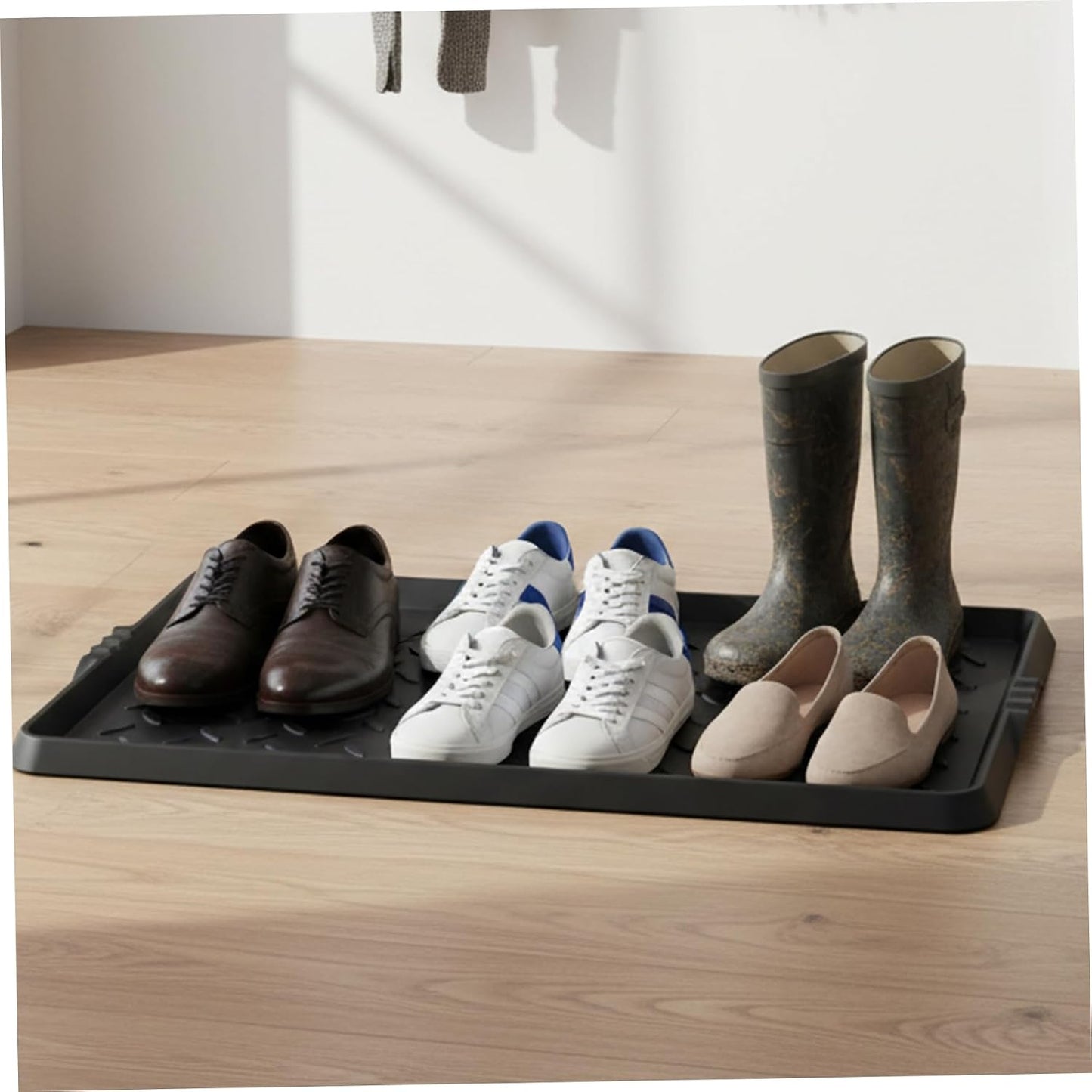 Shoe Mat Tray Rubber Shoe Mat Heavy Duty Foldable Boot Tray with Lip Waterproof Non Slip Boot Trays for Entryway Indoor Outdoor 27.5x15.9 inch