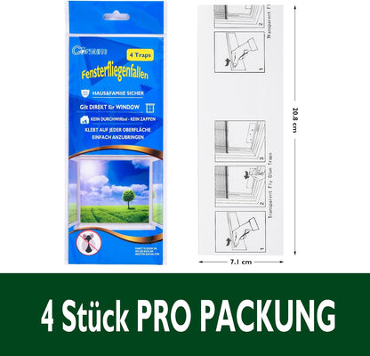 Garsum Window Fly Traps Indoor, Fly Paper Bug Sticky Strips, House Fly Killer Window Decal Non-Toxic，12 Pack