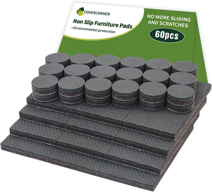 Non Slip Furniture Pads 36 PCS 1'' Square - Anti Slip Furniture Pads - Self Adhesive Rubber Feet Furniture Feet - Chair Leg Floor Protectors - Keep Furniture in Place