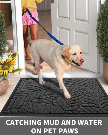 Yimobra Front Door Mat Outdoor Indoor, 29.5x17 All-Season Waterproof Door Mat Outside Entrance, All-Weather Non-Slip Outside Doormat for Garage Patio Entryway, Brown