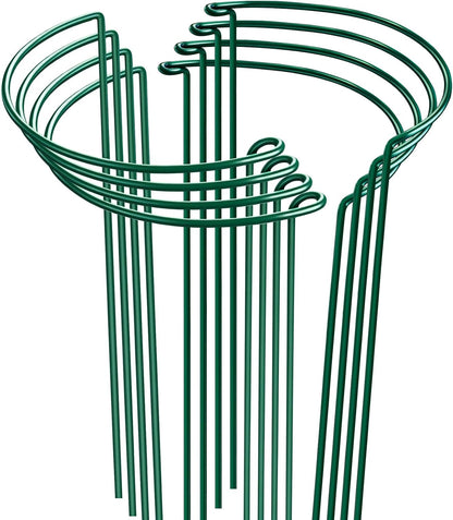 HiGift Peony Cages and Supports 24" H x 10" W, 8 Pack Tall Snake Plant Support Stake Half Round Metal Garden Stake for Indoor and Outdoor Plants, Flower Support Ring Border for Tomato,Hydrangea,Rose