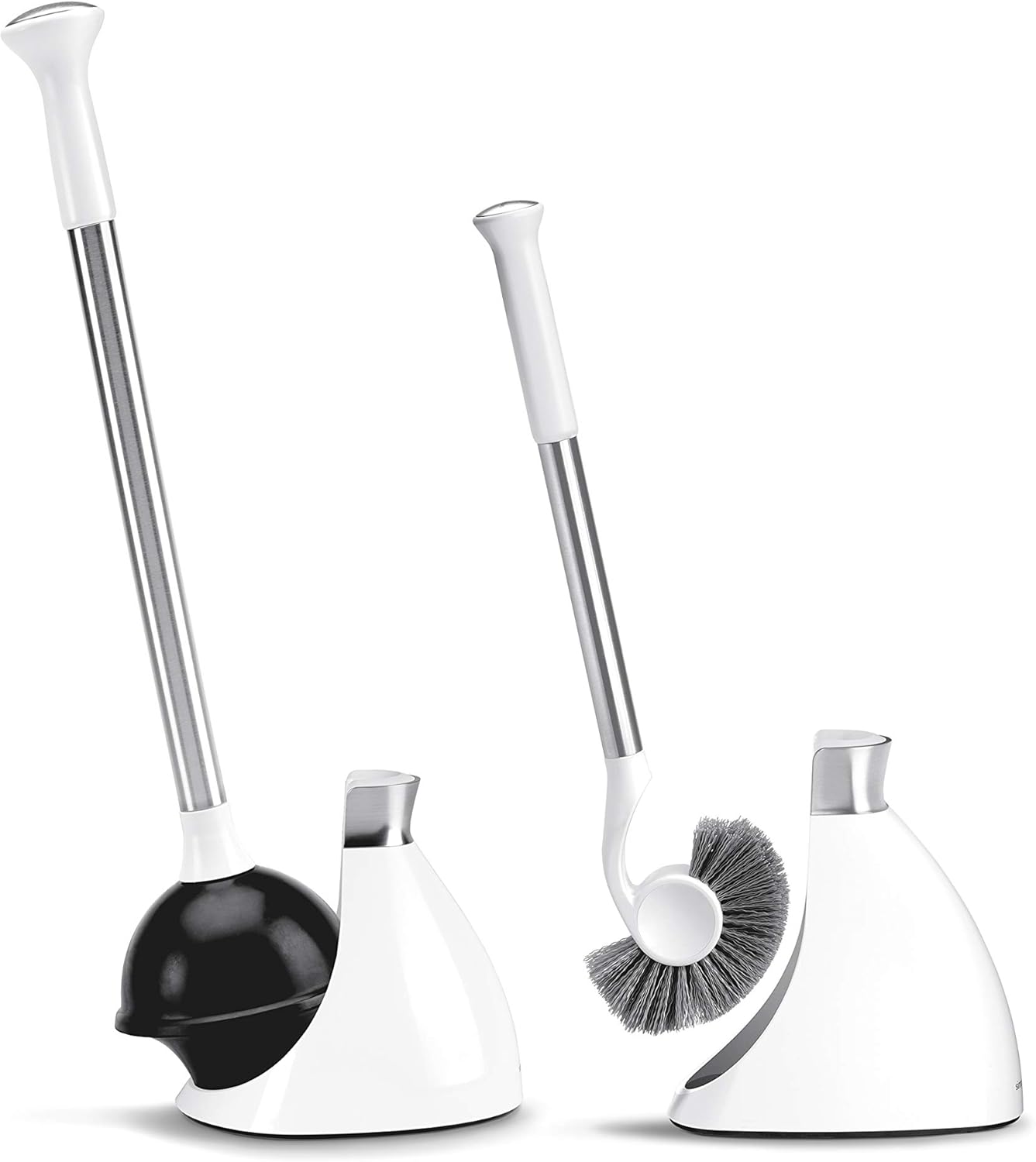 simplehuman Toilet Brush with Caddy, Stainless Steel, White