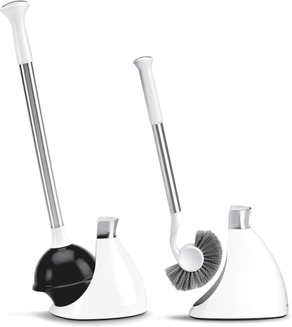 simplehuman Toilet Brush with Caddy, Stainless Steel, White