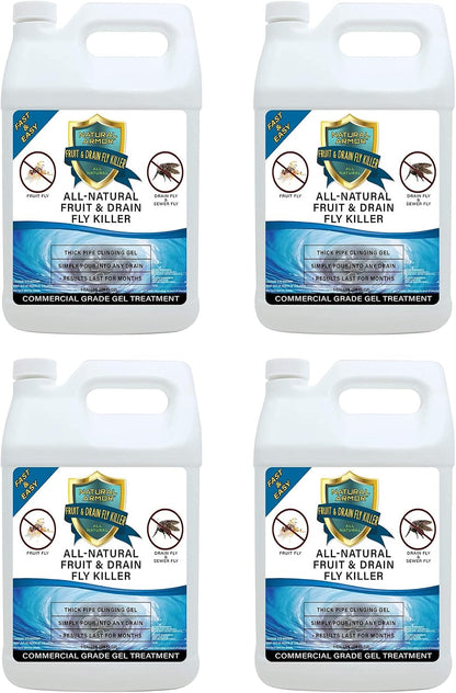 Natural Armor Drain Fly & Fruit Fly Killer (128oz Gallon) | Eliminates Gross Fruit, Drain, Sewer & Gnat Infestations from Any Drain - Simple, Easy to Use - Sewer & Septic Safe