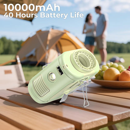 AMACOOL Portable Waist Fan Clip On, MAX 40H Work Time, 10000mAh Rechargeable Wearable Shirt Fan with Light, 16000RPM Powerful 5 Speed Belt Fans Personal Cooling Fans for Outdoor Jobsite Camping Travel