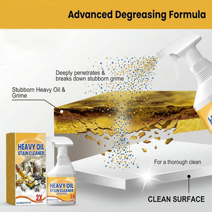 Heavy Duty Kitchen Degreaser Spray, Powerful Cleaner for Stubborn Oil Stains, Grease Remover for Stovetops, Countertops, Ovens & Grills, 2 PCS